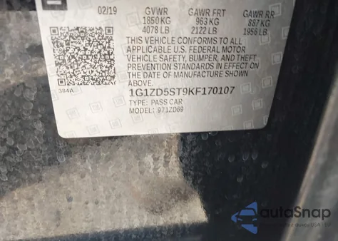 2019 Chevrolet Malibu Lt z USA, uszkodzony, nr VIN 1G1ZD5ST9KF170107